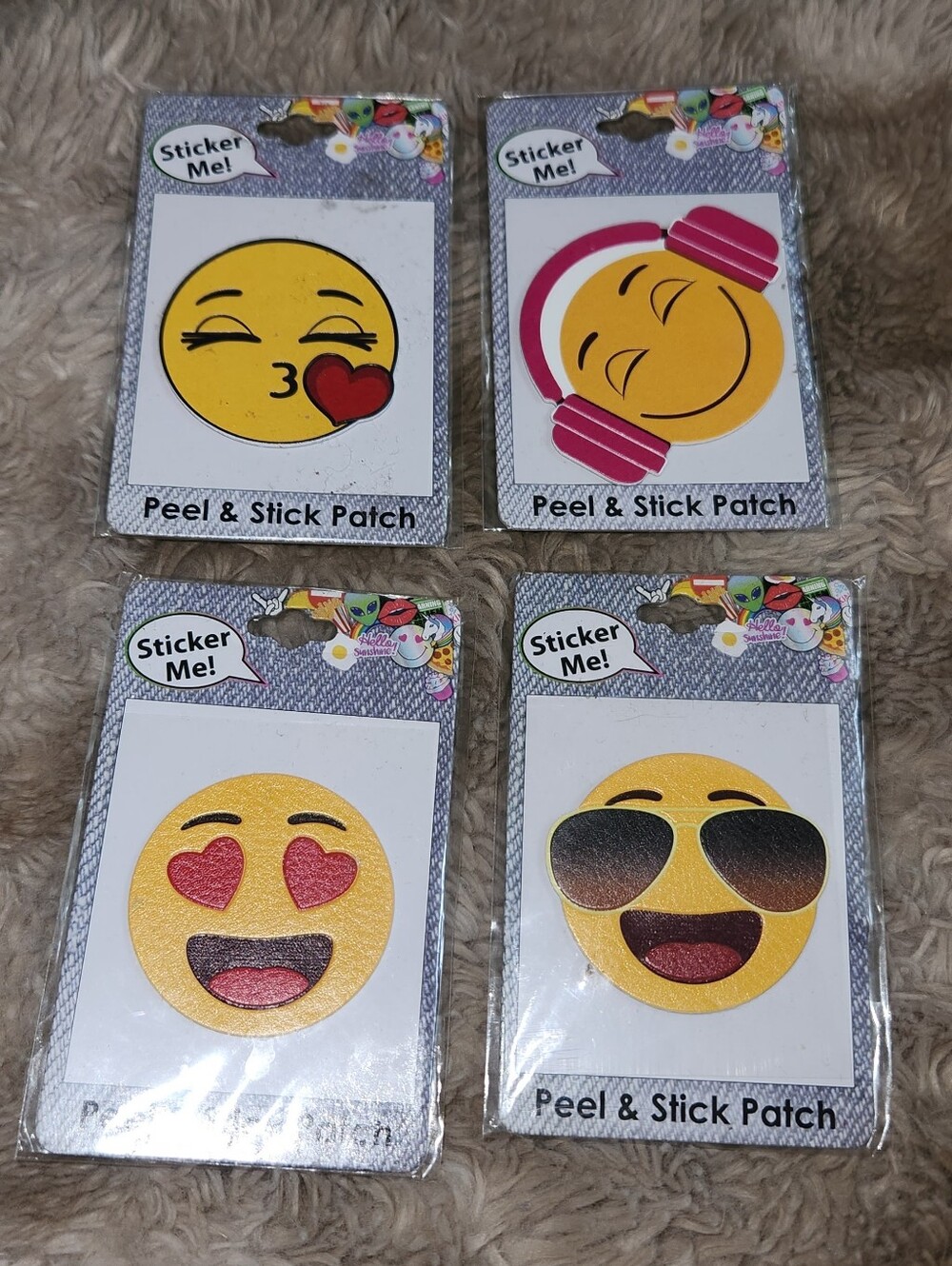 Yellow Emoji Peel & Stick Patch Pack - Set of 4
